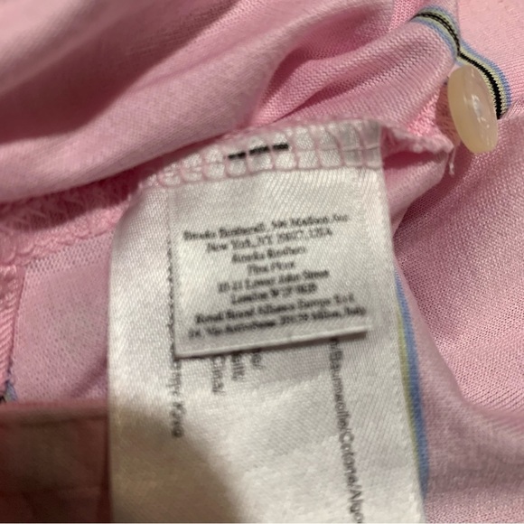 Brooks Brothers Polo T-Shirt Mens Striped Pink Short Sleeve Size XL - Picture 12 of 13